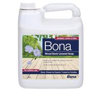Bona Olio di lino per la cura del legno per terrazze, protegge e cura le terrazze dagli agenti atmosferici, per bangkirai, douglasia, larice, teak e WPC, protezione del legno per esterni, 4 L sapone