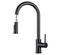 BONADE Rubinetto da cucina nero, girevole a 360°, con doccetta estraibile, ad arco alto, miscelatore da cucina con doccetta 2 modalità, miscelatore monocomando in acciaio inox 304