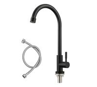 BONADE Rubinetto da cucina nero, rotazione a 360°, con una sola mano, ad alta pressione, rubinetto da cucina, nero con dadi in acciaio inox 304, rubinetto da cucina per lavello acqua fredda per