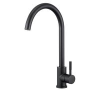 BONADE Rubinetto da cucina nero, rubinetto da cucina in acciaio inox, girevole a 360°, miscelatore da cucina, ad alta pressione con beccuccio alto, adatto per lavello