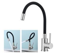 BONADE Rubinetto Lavello Cucina Nero, Miscelatore Cucina Nero con beccuccio flessibile, Rubinetto Cucina Girevole a 360°, Rubinetto da Cucina in Acciaio Inox Spazzolato, Miscelatore Lavello Cucina