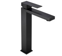 BONADE Rubinetto per lavabo, nero, alto, 24 cm, con beccuccio alto, in acciaio inox 304, per bagno, colore nero