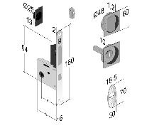 BONAITI Kit Maniglia Da Incasso KIT EASY QUADRO quadra con serratura e50