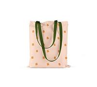 Bonamaison, 100% Cotone Borsa Tote Stampata, Borsa Della Spesa Riutilizzabile, Borsa Della Spesa, Ecologica, Borsa in Tela Con Manici Verdi, 34X40 Cm - Progettata E Prodotta in Turchia