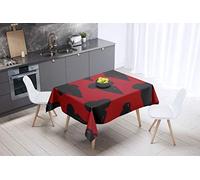 Bonamaison, Antimuffa, Antimacchia, Asciugatura rapida, Impermeabile, Lavabile in lavatrice, 100% Poliestere, Tovaglia Moderno, rosso nero, 140 x 140 Cm - Progettato e Prodotto in Turchia