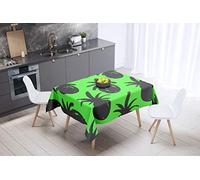 Bonamaison, Antimuffa, Antimacchia, Asciugatura rapida, Impermeabile, Lavabile in lavatrice, 100% Poliestere, Tovaglia Moderno, Neon Green Fume, 140 x 140 Cm - Progettato e Prodotto in Turchia