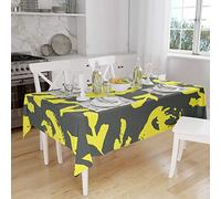 Bonamaison, Antimuffa, Antimacchia, Asciugatura rapida, Impermeabile, Lavabile in lavatrice, 100% Poliestere, Tovaglia Moderno, Giallo neon, fumi, 140 x 160 Cm - Progettato e Prodotto in