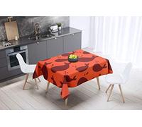Bonamaison, Antimuffa, Antimacchia, Asciugatura rapida, Impermeabile, Lavabile in lavatrice, 100% Poliestere, Tovaglia Moderno, Arancione Bordeaux, 140 x 140 Cm - Progettato e Prodotto in Turchia