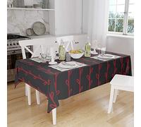 Bonamaison, Antimuffa, Antimacchia, Asciugatura rapida, Impermeabile, Lavabile in lavatrice, 100% Poliestere, Tovaglia Moderno, rosso nero, 140 x 160 Cm - Progettato e Prodotto in