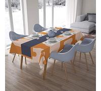 Bonamaison, Antimuffa, Antimacchia, Asciugatura rapida, Impermeabile, Lavabile in lavatrice, 100% Poliestere, Tovaglia Moderno, Arancione, bianco sporco, 140 x 200 Cm - Progettato e Prodotto in