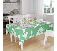 Bonamaison, Antimuffa, Antimacchia, Asciugatura rapida, Impermeabile, Lavabile in lavatrice, 100% Poliestere, Tovaglia Moderno, Verde Petrolio, Bianco, 140 x 160 Cm - Progettato e Prodotto in