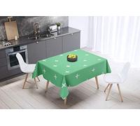 Bonamaison, Antimuffa, Antimacchia, Asciugatura rapida, Impermeabile, Lavabile in lavatrice, 100% Poliestere, Tovaglia Moderno, Verde Petrolio, Bianco, 140 x 140 Cm - Progettato e Prodotto in Turchia