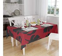 Bonamaison, Antimuffa, Antimacchia, Asciugatura rapida, Impermeabile, Lavabile in lavatrice, 100% Poliestere, Tovaglia Moderno, rosso nero, 140 x 160 Cm - Progettato e Prodotto in