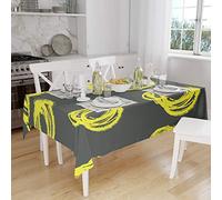 Bonamaison, Antimuffa, Antimacchia, Asciugatura rapida, Impermeabile, Lavabile in lavatrice, 100% Poliestere, Tovaglia Moderno, Giallo neon, fumi, 140 x 160 Cm - Progettato e Prodotto in
