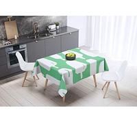 Bonamaison, Antimuffa, Antimacchia, Asciugatura rapida, Impermeabile, Lavabile in lavatrice, 100% Poliestere, Tovaglia Moderno, Verde Petrolio, Bianco, 140 x 140 Cm - Progettato e Prodotto in Turchia