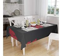 Bonamaison, Antimuffa, Antimacchia, Asciugatura rapida, Impermeabile, Lavabile in lavatrice, 100% Poliestere, Tovaglia Moderno, rosso nero, 140 x 160 Cm - Progettato e Prodotto in