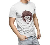 Bonamaison Stampata Digitalmente T-Shirt da Uomo, L, Bianca, 30/1 Pettinato Single Jersey Tessuto, Manica Corta, Tees, Maglietta, Casual, Estiva