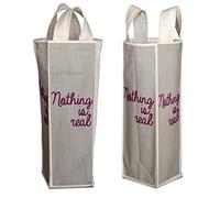 Bonamaison Stampato Digitale Borsa per vino, Borsa Porta Vino in 50% Cotone - 50% Poliestere, Sacchetto di Vino e Champagne, 1 Pezzo, Dimensioni: 31 x 9 cm