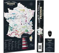 Bonanzana - Biglietto dei vini francesi da grattare - 70 x 42 cm - Poster con carta da grattare - Con 200 vigneti, 82 vitigni e 8 bottiglie - Idea regalo per vini di Natale compleanno - SMFRV