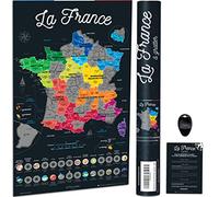 Bonanzana - Biglietto di Francia da grattare - 70 x 42 cm - Poster per graffiare le regioni e i dipartimenti francesi visitati con piatti e luoghi - Carta regalo da parete viaggi - Scratch Off Map