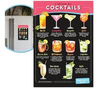 Bonanzana - L'Antisèche des Cocktails - Magnete Frigo con Ricette Cocktail - Pense-Best Frigorifero Magnetico - Mojito, Spritz - Poster Regalo Mixology Aperitivo - Regalo originale - 23 x 16 cm