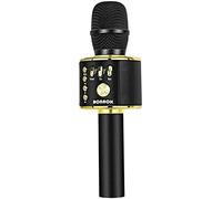BONAOK Karaoke Microphone, Wireless Bluetooth Microphone, 3-in-1 Portable Mic karaoke Mic Birthday Gift Home Party Karaoke Machine for Android/iPhone/iPad PC （Q37 Black Gold）