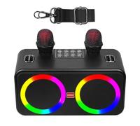 BONAOK Macchina Karaoke Portatile, Sistema Karaoke Bluetooth con 2 Microfoni, Macchina Ricaricabile per Feste, Karaoke, Scatola per Karaoke Musicale con Effetto Luce T30