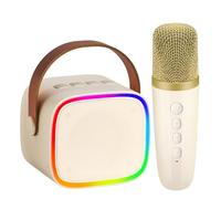 BONAOK Macchina per Karaoke, Karaoke Bluetooth, per Bambini, Adulti, Lettore Karaoke Portatile, Microfono per la Ricarica, Giocattolo Elettronico per Bambini (Beige)