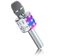 BONAOK Microfono Karaoke Cambia Voce, Microfoni Karaoke, Altoparlante Microfono Karaoke LED per Adulti, Dispositivo Karaoke KTV da Casa, Compatibile con Dispositivi Bluetooth iOS Android (Siber)