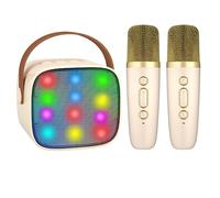 BONAOK Microfono Karaoke Giocattoli 2 Microfono, Caraoke Bluetooth per Bambini Adulti, Lettore Karaoke Microfono per Ricaricare, Giocattoli Elettronici per Bambini (Beige), MI036ALB