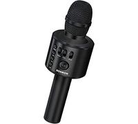 BONAOK Microfono portatile 3 in 1 per karaoke, microfono portatile per adulti, regalo di compleanno a casa, compatibile con iPhone, Android, PC, smartphone (nero)