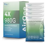 BonAura® Ricarica per deumidificatore 4x 980g - Set risparmio di ricariche per deumidificatore a granuli - Set da 4 ricariche di granuli per deumidificatore - Protezione contro muffa e odori