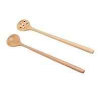 Bonbela 2 Cucchiai Pacchetto, Cucchiaio in Legno in Stile Giapponese, Piccola Maniglia Lunga Sottile, Bocca Rotonda, Miscelazione e Servizio per il Cucchiaio di Legno di Faggio