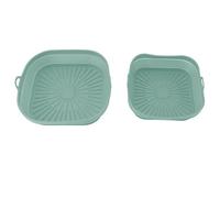 Bonbela 2 Fritta in Silicone Riutilizzata, Silicone Quadrato Pieghevole Fritous Puel, Torta, Pane, Carne da Cuocere (Verde)