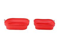 Bonbela 2 Fritta in Silicone Riutilizzata, Silicone Quadrato Pieghevole Fritous Puel, Torta, Pane, Carne da Cuocere (Rosso)