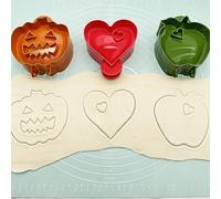 Bonbela 3pcs Mini Stampi per Torta a Mano Set da Tasca da Tasca per Cuocere Le Forme del Cuore di Mele di Zucca con Materiale ABS Facile da Pulire