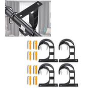 Bonbela 4 Set Staffa per Asta per Tende in Lega di Alluminio Addensata Vernice Nera Spray Antiruggine Gancio Fisso per Asta per Tende