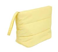 Bonbela Borsa per Trucchi Trapuntata Borsa per Cosmetici Organizer da Toilette da Viaggio Impermeabile in Nylon per Donna con Doppia Cerniera 27,5x10,5x18 Cm Leggera e Spazi (Giallo)
