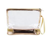 Bonbela Borsa per Trucco Trasparente Custodia per Cosmetici in PVC Trasparente con Robusta Apertura Superiore con Cerniera per Riporre gli Articoli da Toeletta da Viaggio (Colore metallizzato)