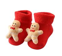 Bonbela Calzini per Neonati, Calze Termiche Lunghe in Caldo Cotone Lavorato a Maglia Natalizio, Elastiche e Traspiranti, per Neonati da 0 a 1 Anno, con Fascia per Le Gambe Pieghevole, (Biscotto)