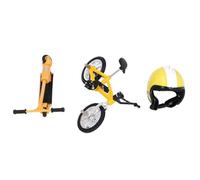 Bonbela Casco Scooter in Bicicletta in Miniatura con Set di Caschi da Scooter per Bambola per Decorazioni da Giardino Ad Alta Simulazione Realistica (Giallo)