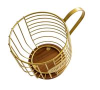 Bonbela Cestello in Filo Metallico per Cialde di caffè, Porta Capsule di caffè di Grande capacità con Base in Legno per Ripiani da , Ufficio, Soggiorno (Oro)