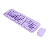 Bonbela Combo Tastiera e Mouse Wireless, Stile retrò Macchina da Scrivere da 2,4 GHz con Tastierino Numerico e Silenzioso, per PC Laptop Desktop Smart TV 10 8 7 (Viola)