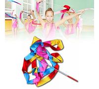 Bonbela Fasce da danza lunghe 4 m, nastro da ginnastica, stelle filanti con impugnatura rossa antiscivolo, per bambini, danza, compleanno, festa, matrimonio, aula (fiamma)