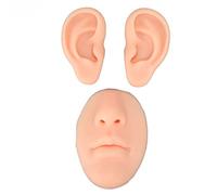 Bonbela Modello Auricolare in Silicone Principiante Simulato 3D Naso e Bocca Modello di Visualizzazione Strumento di Insegnamento Dell' per la Pratica del Piercing (Tono della pelle leggera)