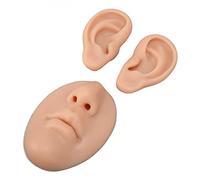 Bonbela Modello Auricolare in Silicone Principiante Simulato 3D Naso e Bocca Modello di Visualizzazione Strumento di Insegnamento Dell' per la Pratica del Piercing (Colore della pelle media)