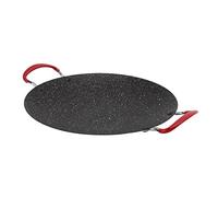 Bonbela Piastra BBQ Non Bastoncino Piatto BBQ Coreano Padella Non Bastoncino con Manico Anti -scaldaball Rotondo Piastra per Branchie Barbecue per Stufa in Ceramica a Gas (30 cm)