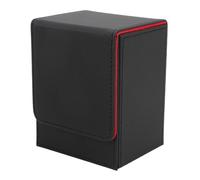 Bonbela Scatola per carte da gioco, in pelle PU, multifunzione, portatile, con chiusura magnetica, per più di 100 carte (nero e rosso)