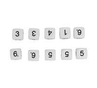 Bonbela Set di 20 dadi da 16 mm, 6 lati, numero poliedrale, per giochi da tavolo e lezioni di matematica con design ad angolo rotondo, in plastica resistente (bianco)