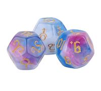 Bonbela Set di 3 dadi da 12 lati, 4 colori, impermeabile, resistente all'usura, acrilico, leggero, portatile, per giochi (blu, viola e bianco)